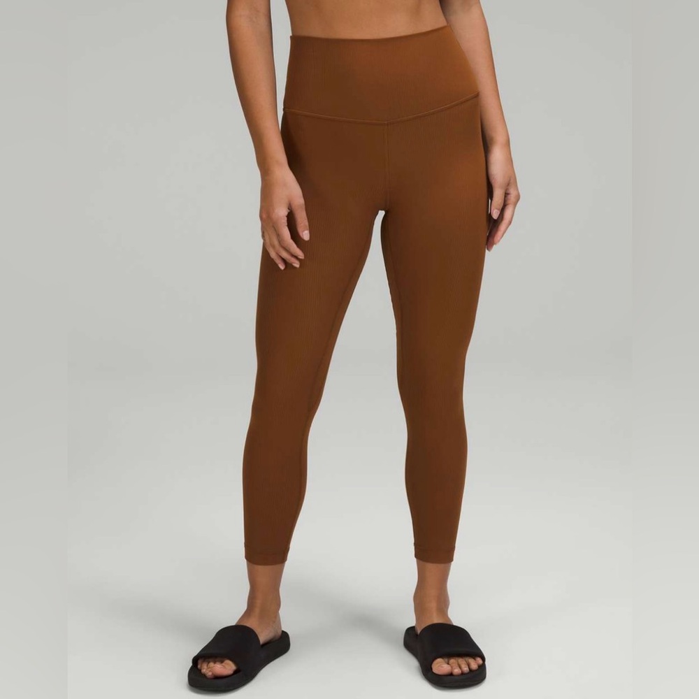 Lululemon Align High Rise Ribbed Leggings Sz 4 Brown 24” Activewear Athleisure - Picture 2 of 10
